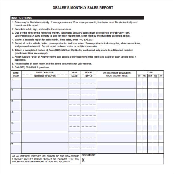 Monthly Sales Report Template Excel Excel Templates