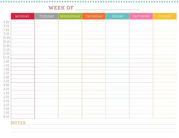 Printable Template For Weekly Schedule Printable Templates