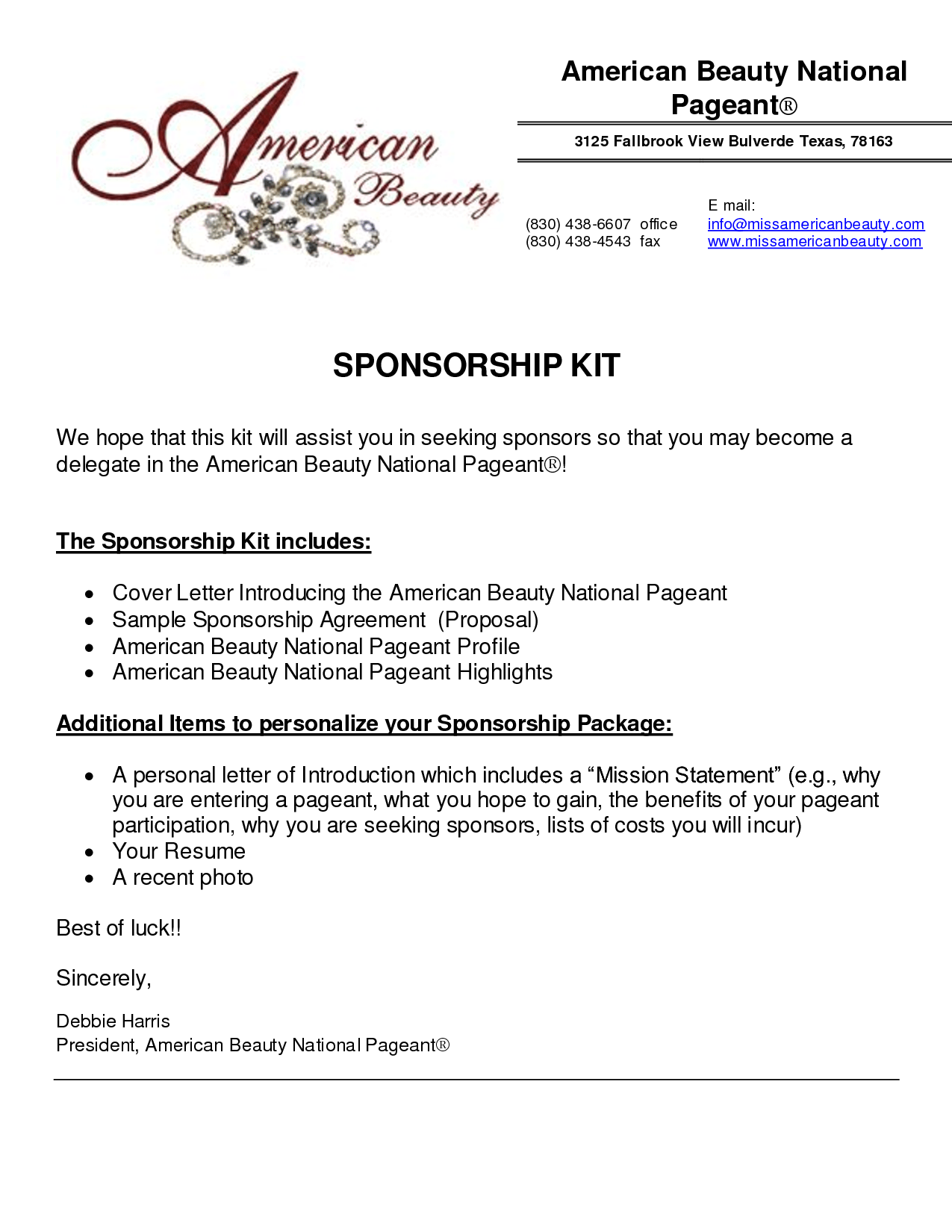 travel sponsorship proposal
