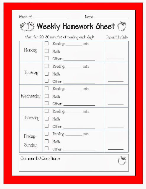 simple homework planner