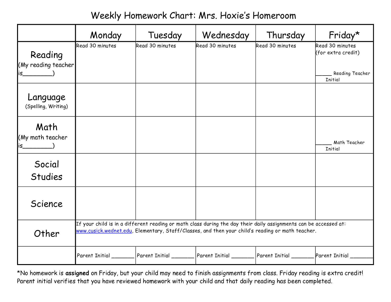 homework assignment template word