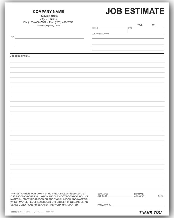 10 Job Estimate Templates Excel PDF Formats