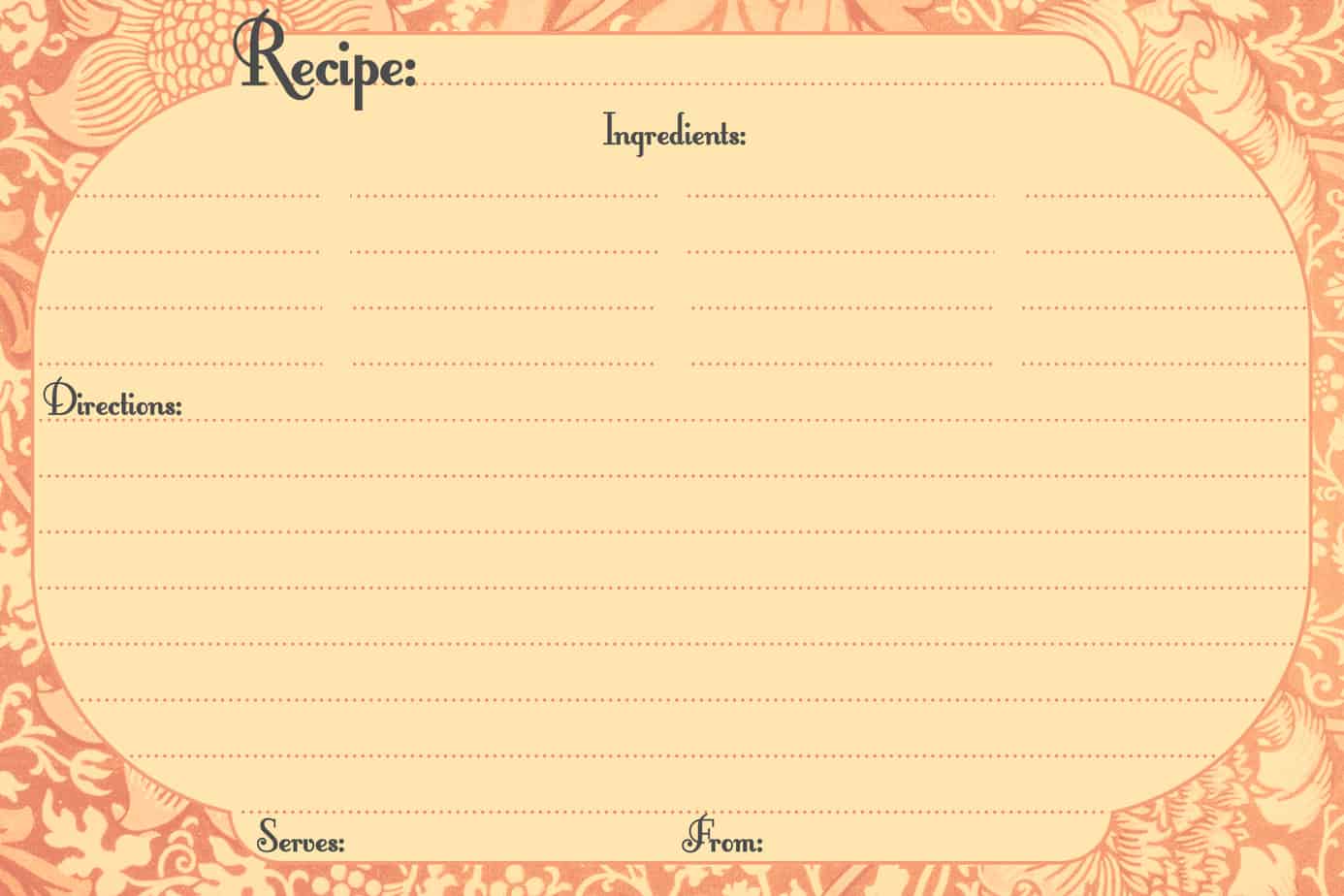 recipe card template word free