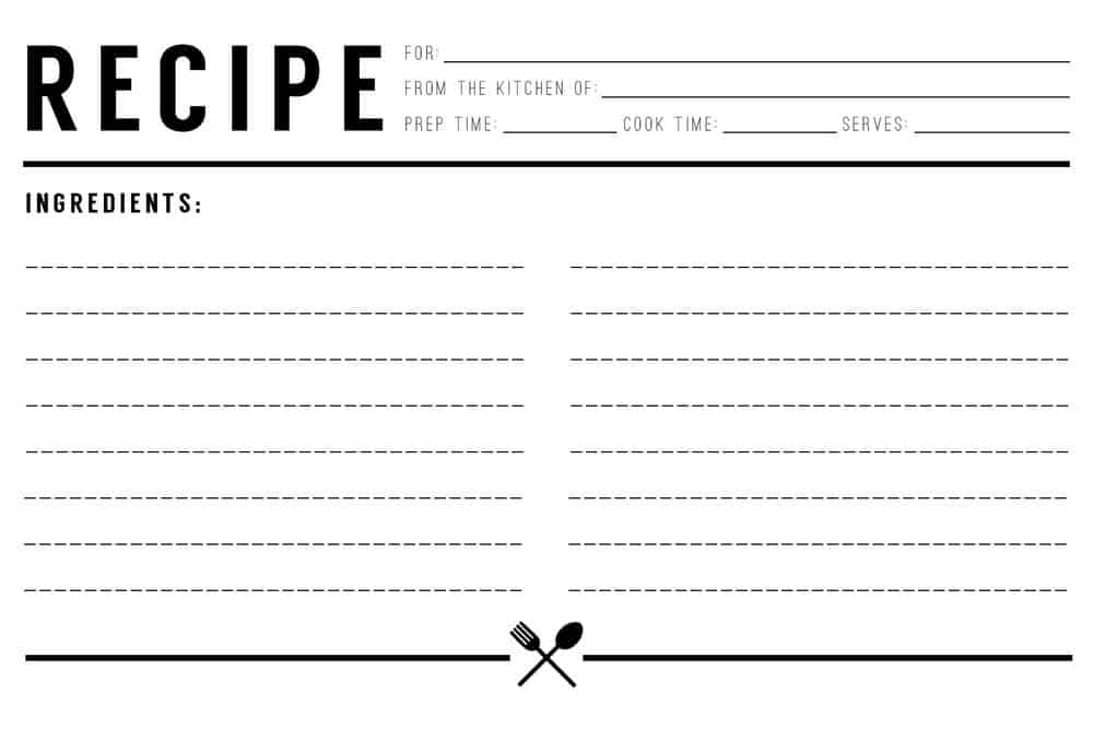 free fillable recipe card template online