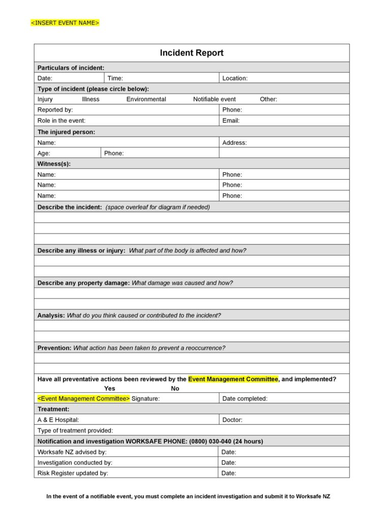 10 Free Incident Report Templates Excel PDF Formats