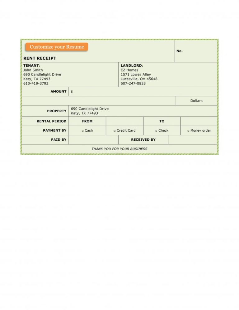 14 Rent Receipt Templates Excel PDF Formats