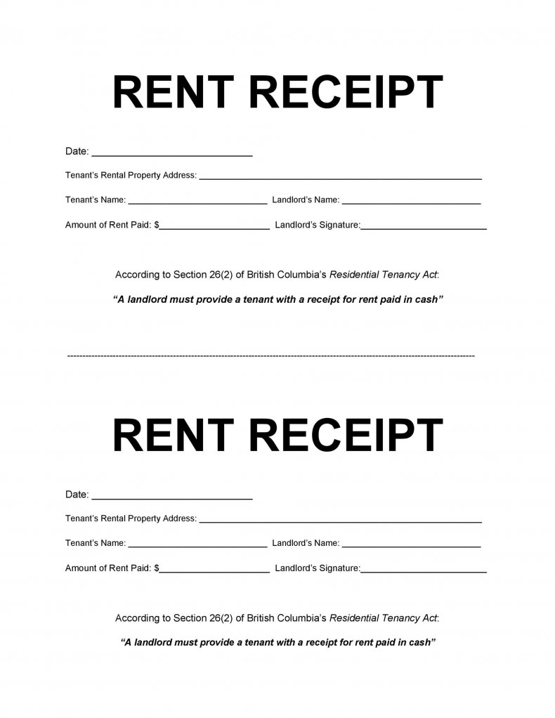 Free Printable Rent Receipt Template Images And Photos Finder