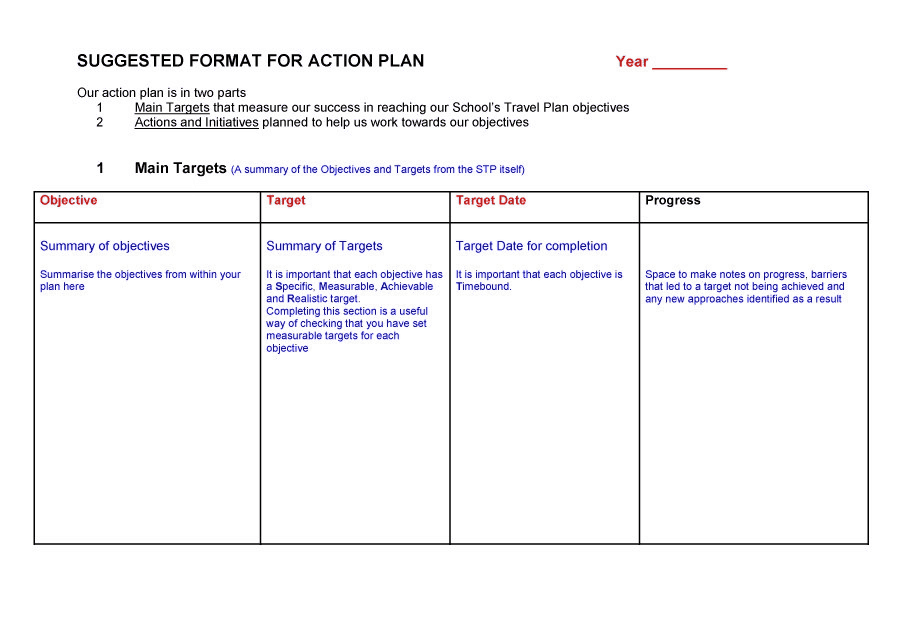Plan Of Action Template Word